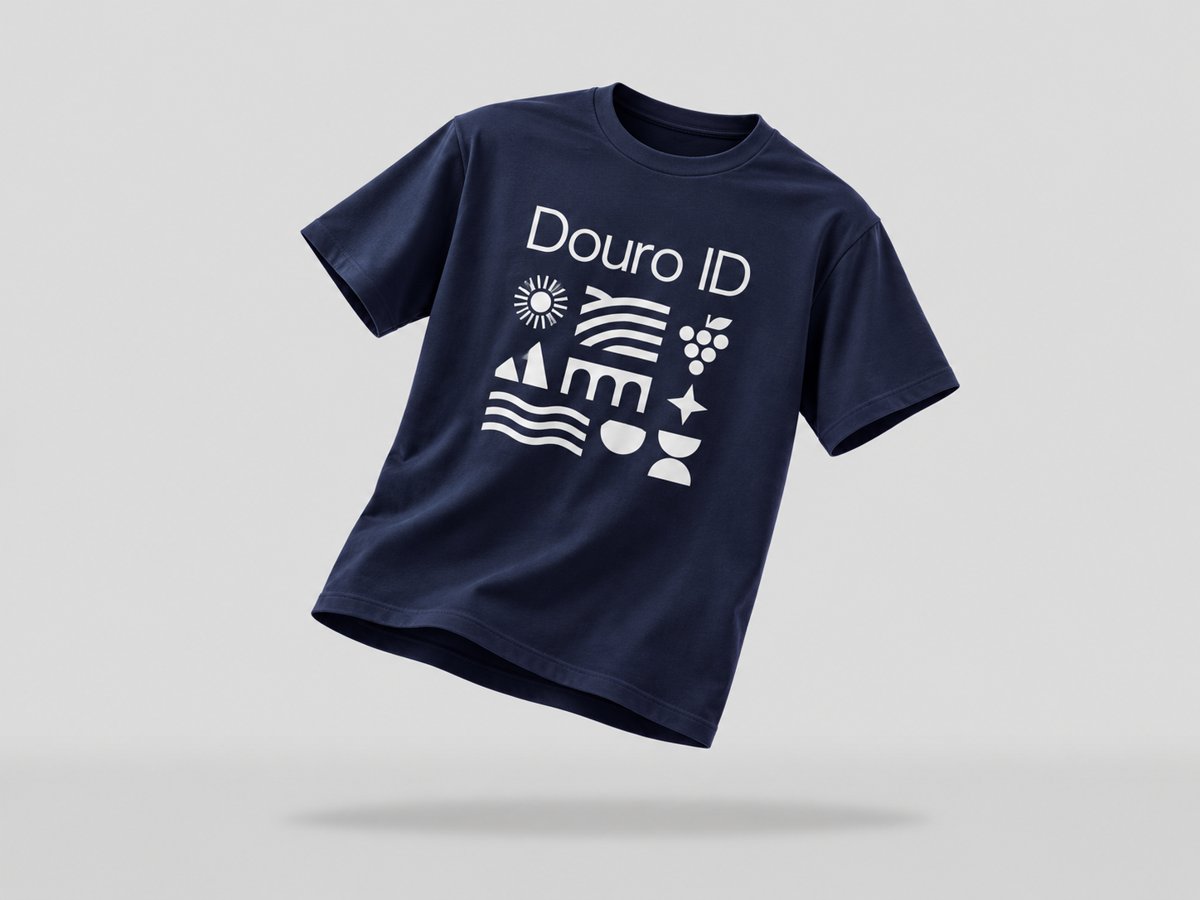 T-shirt azul-marinho DouroID personalizada em DTF