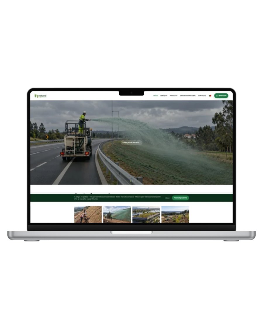 Site Natural de engenharia natural num computador portátil