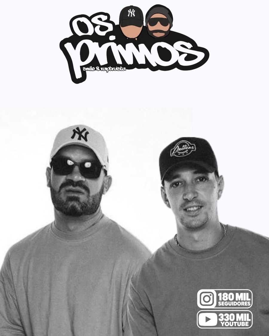 Logótipo Os Primos com fotografia da dupla