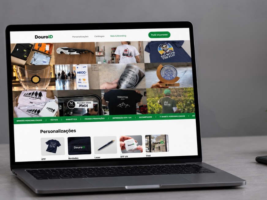 Site da DouroID aberto num computador portátil